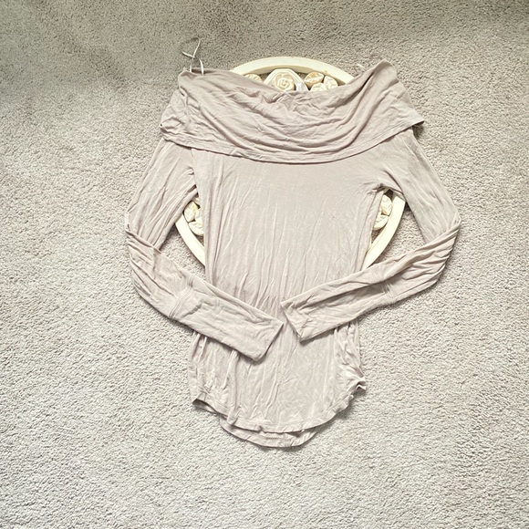 Free People Off The Shoulder Top Nude Earth Toned Long Sleeve Size X-Small - Picture 8 of 14